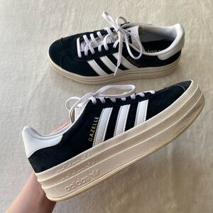 adidas Gazelle Bold Platform Sneakers Black White HQ6912 Women’s Size 9